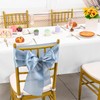 Lumaycens 120 PCS Dusty Blue Satin Chair Sashes Bows Universal