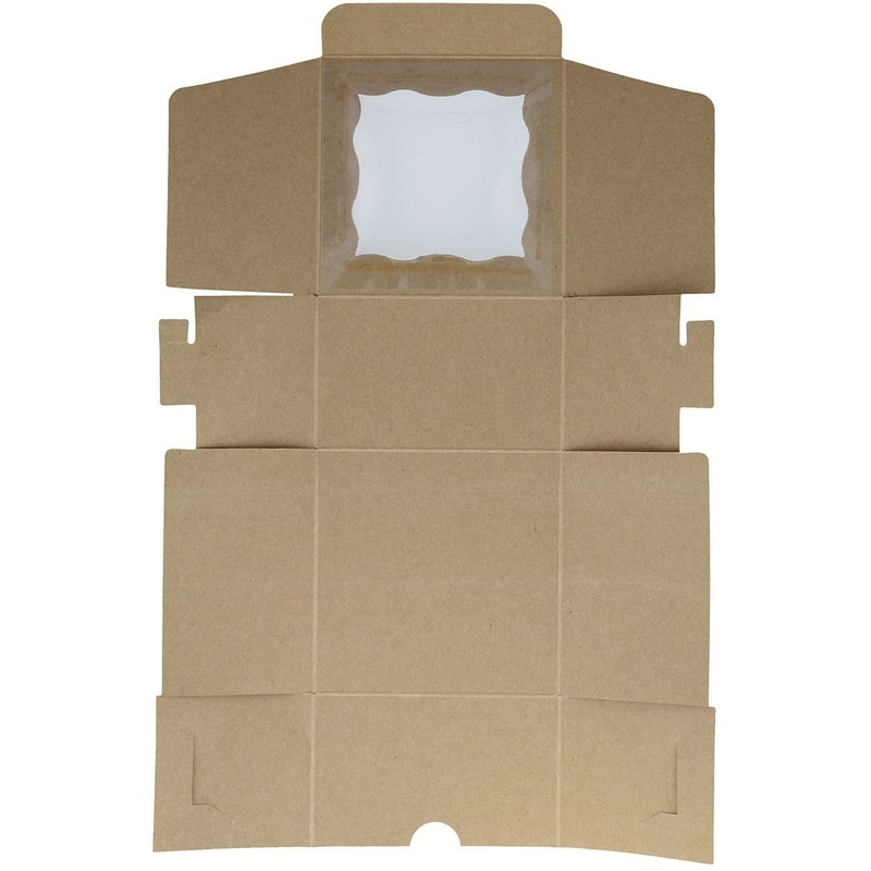 PIQIUQIU Brown Kraft Paper Gift Boxes for Pastries with Window