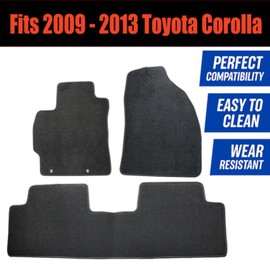 GXARTS 3 PCS Front and Rear Velour Replacement Floor Mats Carpet Black Compatible with Toyota Corolla 2009 2010 2011 2012 2013