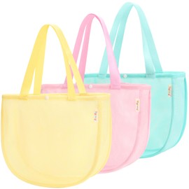 Tagitary Beach Toy Mesh Beach Shell Bags for Kids, Sand Toys Kids Beach Essential Treasure Bag Swimming Pool Bag Storage Bag Beach Gift for Boys and Girls(Only Bags,A Set of 3)