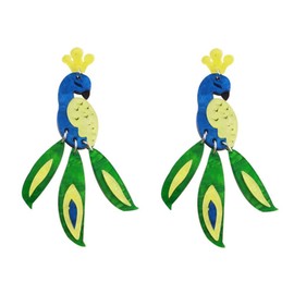 Acrylic Peacock Bird Dangle Earrings for Women Hypoallergenic Resin Blue Green Feather Animal Lightweight Charms Drop Dangling Stud Earring Cute Birthday Holiday Vacation Tropical Jewelry Gifts