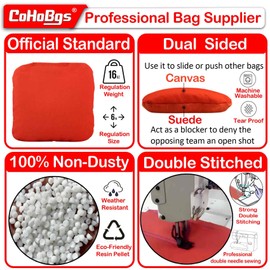 CoHoBgs Corn Hole Bags Set 8, Professional Cornhole Bags Dual-Sided Slick & Stick Resin Filled Suede and Duck Canvas Bean Bag for Cornhole Game Includes Carry Case