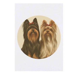 'Two Yorkshire Terriers Portrait' Temporary Tattoo - Water Resistant, Skin-Safe, Non-Toxic Transfer (TO00083841)