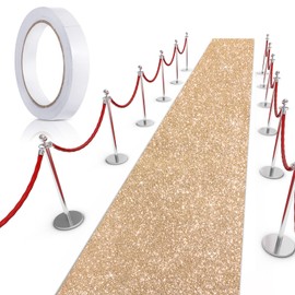 Tatuo Carpet Runner Runway Rug 55 GSM Thickness with Carpet Tape for Prom Wedding Party Outdoor Indoor Hallway Rug(2.46 x 65.6 Feet,Glitter Gold)