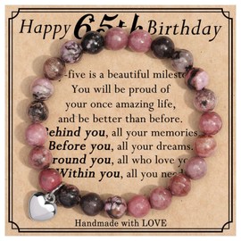 30th/40th/50th/60th/65th/70th/75th/80th Birthday Bracelet Natural Stone Beaded Bracelet Gifts for Friends Mom Grandmother Birthday Gifts for Women