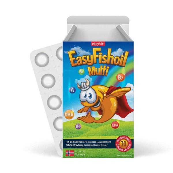 Power Health EasyFishoil Multi Kids Children's Nutritional Supplement with Omega 3, Vitamins, Choline Fruit Flavor 30 Chewable Gummies