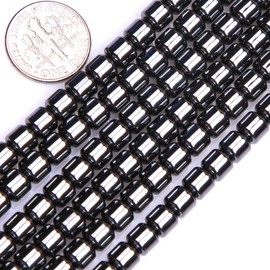 GEM-inside Hematite Without Magnetic Cylindrical Smooth Agate Beads 6x6mm For Jewelry Making In 15 Inches by GEM-inside