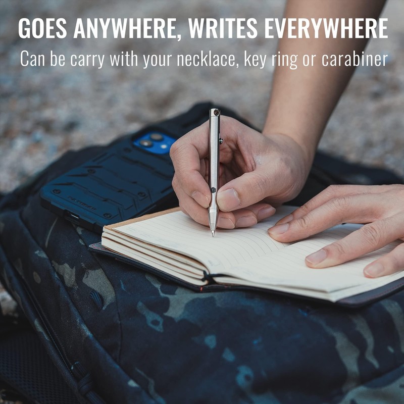 KeyUnity Titanium Retractable Silver Polished Ballpoint Pen - Fine Point