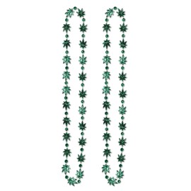 Beistle 59882 Tropical Fern Leaf Beads (2 Pack), 33", Green