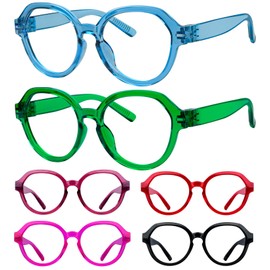 Eyekepper Oversized Metalless Screwless Spring Hinges Readers for Women 6 Pack Ladies Reading Glasses +1.75