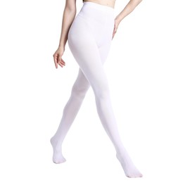 MATHACINO Women's 80D Solid Color Soft Semi Opaque Pantyhose Colored Tights High Waist Womens Tights(White, 2XL/3XL)