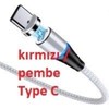 Manyetik Data ve Hızlı Şarj Kablosu Led Işıklı Type-C Pembe