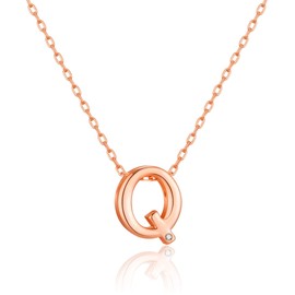 Philip Jones Rose Gold Plated Initial Necklace Letter Q Created with Zircondia® Crystals