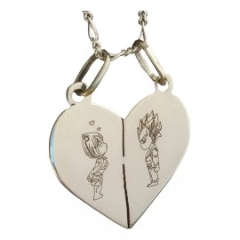 xolox Dije De Corazón De Plata Dragon Ball Vegeta Y Bulma Pareja Color Plateado