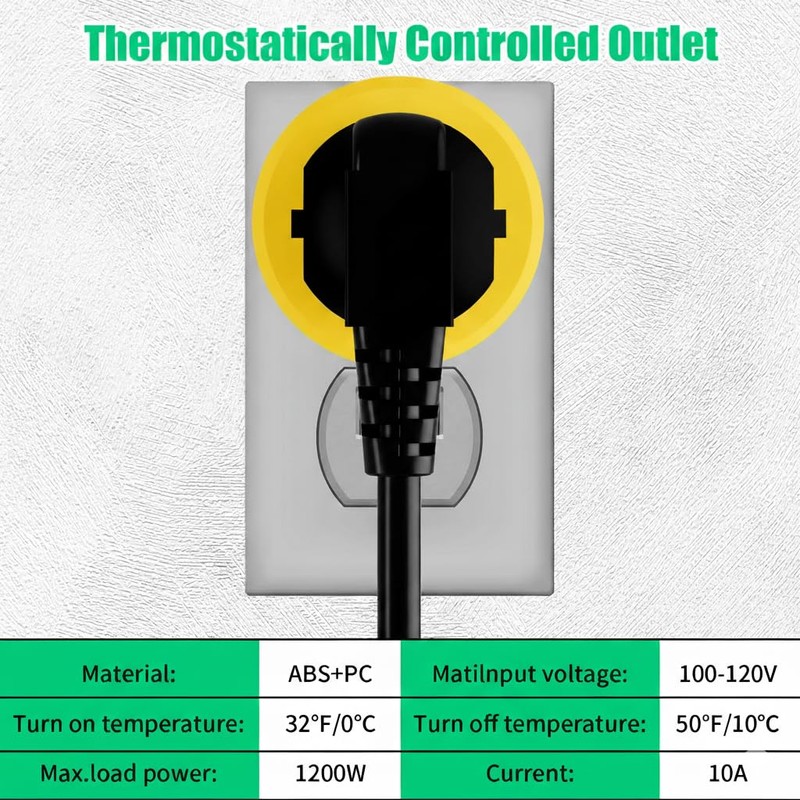 Yellow Thermostatically Controlled Outlet - On at 32°F/Off at 50