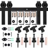 CCJH 9FT Ceiling Mount Sliding Barn Door Hardware Kit Black