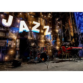 Loccor 7x5ft Fabric Music Concert Stage Backdrop Night Jazz Music Band Stage Perform Photography Background Entertainment Bar Nightlife Adult Photo Booth Shoot Studio Props