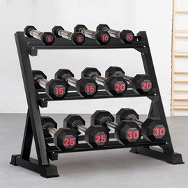 3 Tier Heavy Duty Steel Dumbbell Rack Adjustable Width Weight Rack Compatible for Home Gym Strength Training Storage Organizer Stand,with Most Pro-Style Dumbbells Weight Holder 660lbs Capacity