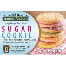 Market & Main OneCup, Sugar Cookie, Flavored Coffee, Compatible with Keurig K-cup Brewers, 12 Count