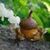 Top Collection Miniature Garden Squirrels Carrying Acorn Trinket Box with