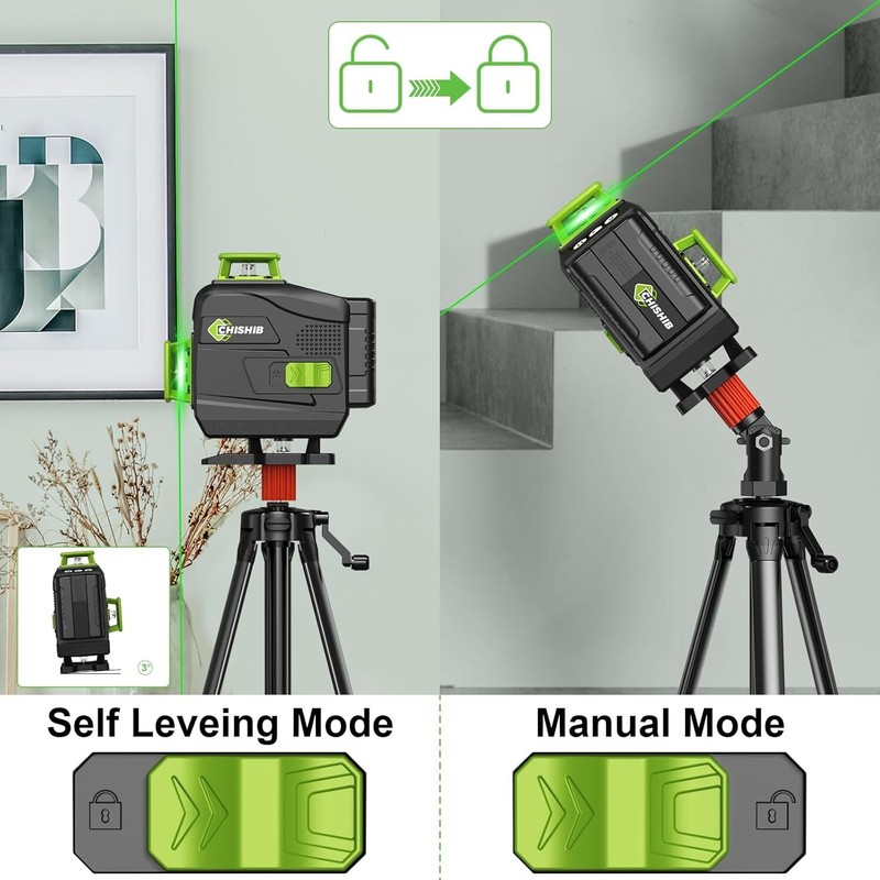 CHISHIB 16 Lines Green Laser Level Kit -4x360° 4D Self-Leveling