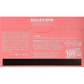 Bigelow Rcb01027 Benefits Decaf Rose Mint Tea Bags, 18/Box