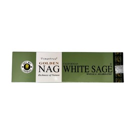 Vijayshree Golden Nag White Sage Incense Sticks - 100g - 5 Packs of 20g (70-90 Sticks) Aromatherapy - Meditation - Yoga - Eco Friendly Packaging