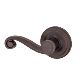 Kwikset Lido Dummy Door Handle, Single Sided Lever for Closets, French Double Doors, and Pantry, Venetian Bronze Non-Turning Left Handed Interior Push/Pull Lever, with Microban Protection