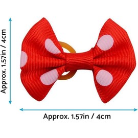 50Pcs Cute Puppy Dog Small Bowknot Hair Bows with Rubber Bands Handmade Hair Accessories Bow Pet Puppy for Doggies Cat Kitten Rabbit Grooming Accessories