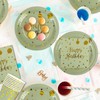 Pack of 96 Sage Green and Gold Party Tableware, Happy