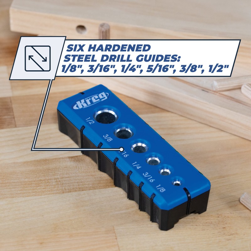 Kreg Portable Drilling Guide - 6 Hardened Drill Guides for