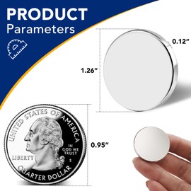DIYMAG DIYMAG 24Pack Strong Neodymium Disc MagnetsRare Earth Magnets with Double-Sided Adhesive Powerful Heavy Duty Magnets for Fridge DIY Building Scientific Craft and Office, 1.26inch D x 0.12inch H