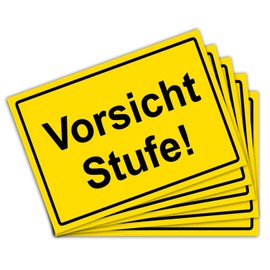 Pack of 5 Caution Level Stickers 15 x 10 cm Sticker Warning Sign with UV Protection for Outdoor and Indoor Use