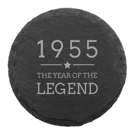 Engraved Natural Slate Coaster - 1955 The Year Of The Legend Coaster Gift | Women and Mens Gift Ideas | 70th Birthday Gifts for Boys and Girls | Thoughtful Keepsake Presents | Dust and Things