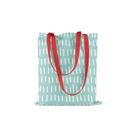 Le Jardin du Lin Bedruckte Einkaufstasche mit Roten Langen Henkeln, Wiederverwendbare, Tasche, Faltbar, ​Stofftasche, Größe: 34 x 40 Cm