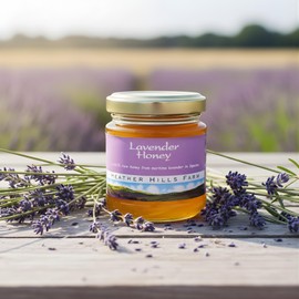 Heather Hills Farm Raw Spanish Lavender Honey 4 Oz (Pack of 3) | Pure, Natural, Unfiltered & Unpasteurized | Runny, Amber, Clear Monofloral Honey in Glass Jar | Sweet Food Spread Gift, Made in Spain
