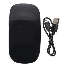 Wireless Bluetooth Mouse Ergonomic Curved Optical Touch USB C Rechargeable Slim Silent Travel Computer Mouse for PC Laptop Black