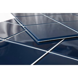 CASAPALACE Glass Peel and Stick Backsplash, Dark Blue Glass Backsplash Square Mosaic Wall Tiles for Kitchen Bathroom (5 Sheets, 5 SQ.FT.)