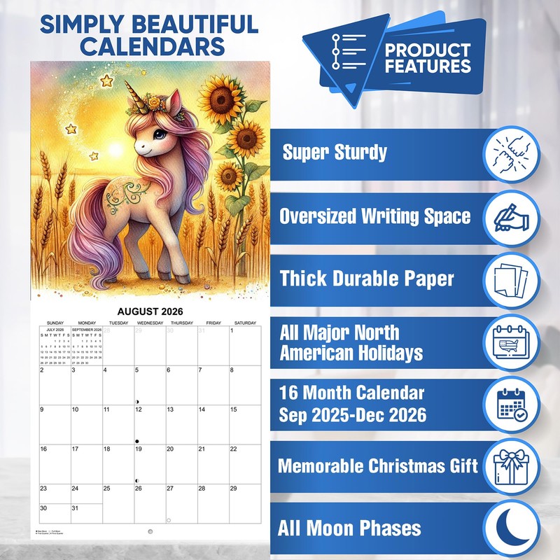 2026 Unicorns Monthly Wall Calendar | 12" x 24" |
