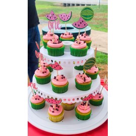 JeVenis Decoración para magdalenas de sandía uno en un melón para magdalenas, decoración de fiesta de sandía