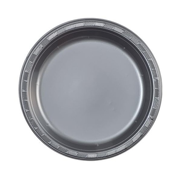 EcoQuality 10 inch Silver Round Dinner Plastic Plates – Disposable