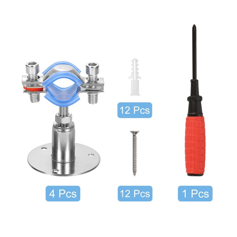 sourcing map 2pcs Pipe Support, Stainless Steel Wall Mount Ceiling