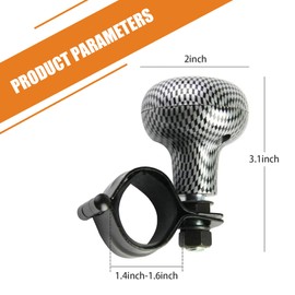 DACIRTY Carbon Fiber Pattern Steering Wheel Booster Ball, Metal Plastic Adjustable Power Saving Steering Booster, Auxiliary Travel Accessory, Suitable for Most Cars (Black)