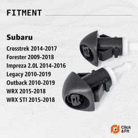 Click&Fit Windshield Washer Nozzles compatible with Subaru Forester from 2009 to 2018, Crosstrek Impreza WRX STI Legacy Outback – Wiper washer sprayers replaces 86636SG000, 2 Pack