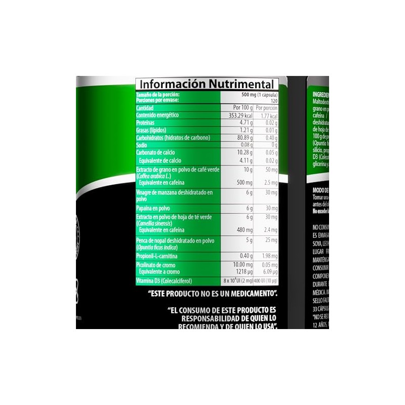 Natural Health Green Coffee Frasco 120 Cápsulas 500mg Ingredientes Naturales