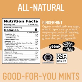 VerMints Organic Breath Mints GingerMints – Real Ginger Flavored Candies - Individually Wrapped Travel Size - Non-GMO, Nut Free, Gluten Free, Vegan, Kosher & Organic Candy Mints - 100 Packets