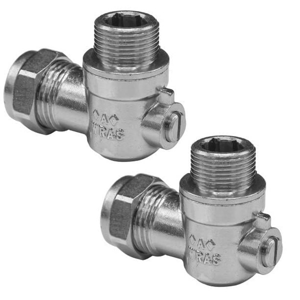 NPH 15mm x 1/2" Male Threaded Flat Faced Isolation Ball o fix Angle Valves for 1/2" Flexible Tap Connector (Pair)