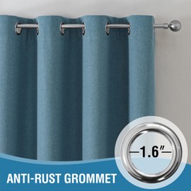 H.VERSAILTEX Soft Faux Linen Curtains, Living Room Curtains 84 Inches Long, Light Reducing Grommet Curtains for Bedroom, Breathable Privacy Window Drapes, 2 Panels, W52 x L84, Heather Storm Blue