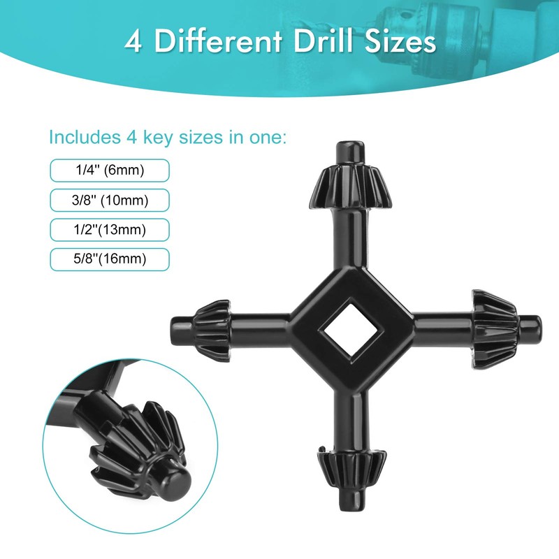 4 in 1 Chuck Key Fit, Handheld Multifunctional Universal Drilling