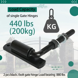 3/4" J Bolt Gate Hinge Heavy Duty Bolt Industrial for Large Heavy Driveway Gates Up to 440 Pounds,No Welding Lubricated Ball Bearing Hinge 2 Pcs